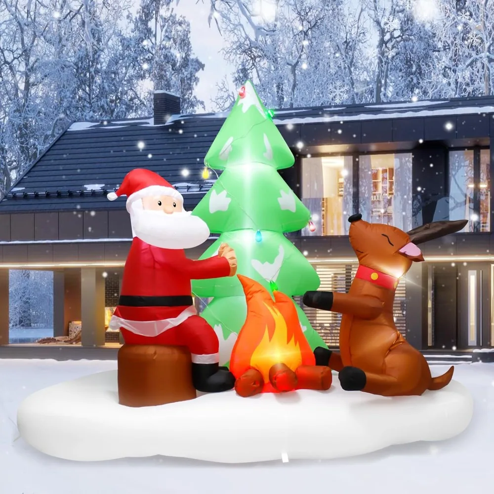 

8FT Inflatable Christmas Tree Santa Claus Deer Lighted Decoration,Christmas Blow up Decor for Outdoor Indoor,Christmas Tree Chri