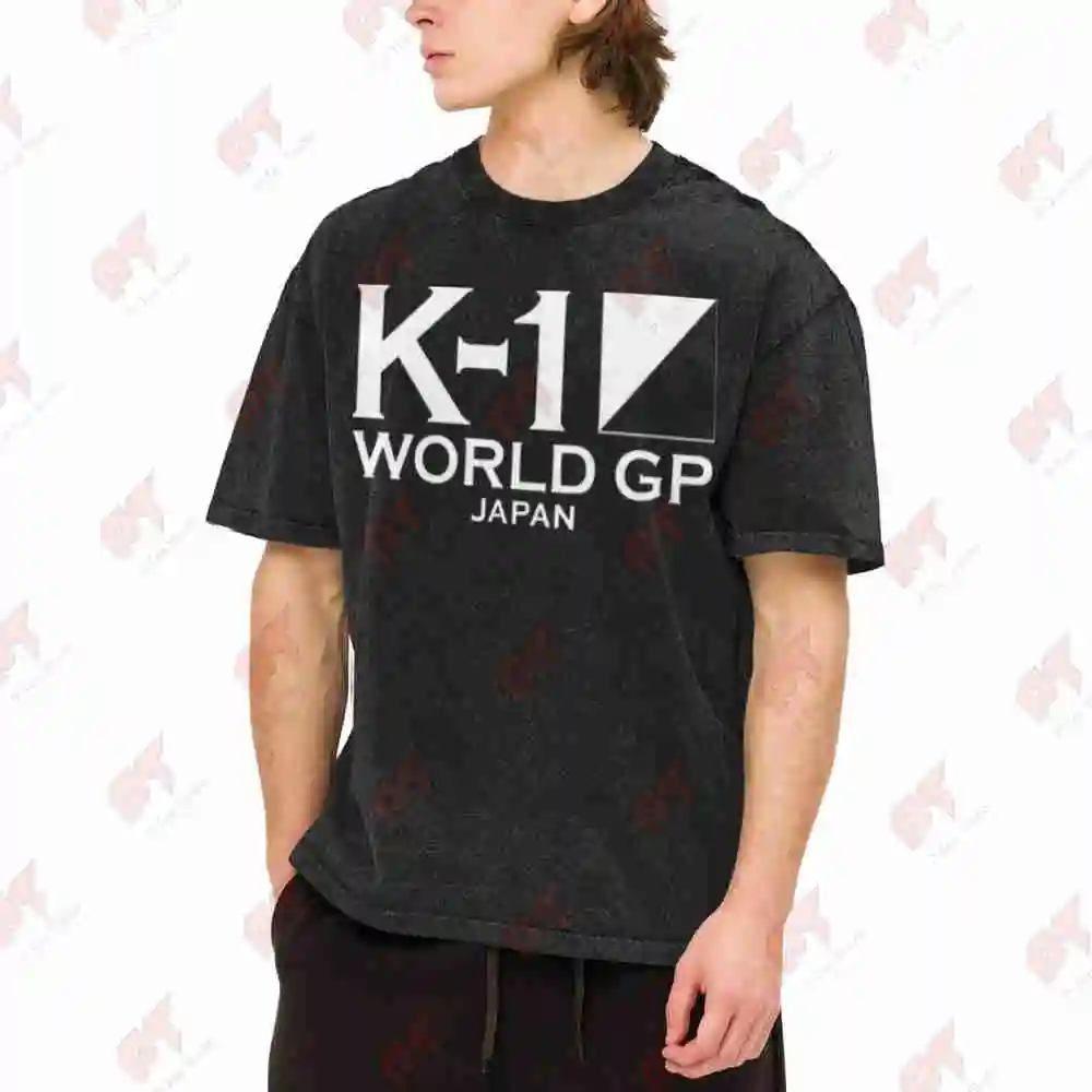 K 1 Kickboxing World GP Oversized Vintage Washed Tee Pure Cotton T-Shirt