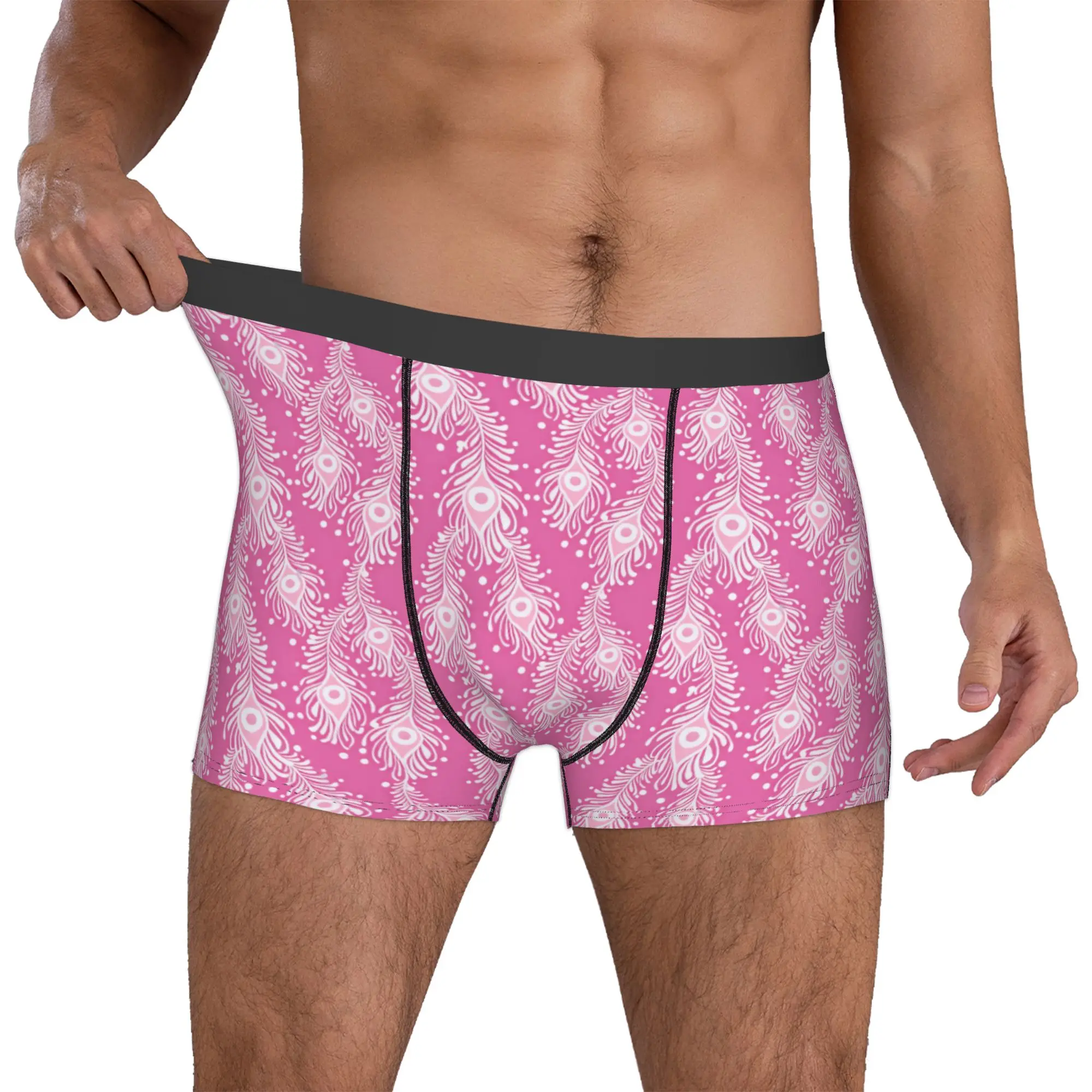 Peacock Feathers Seamless Pattern Boxer Shorts For Men 3D Printed  Underwear Panties Briefs Breathable Underpants