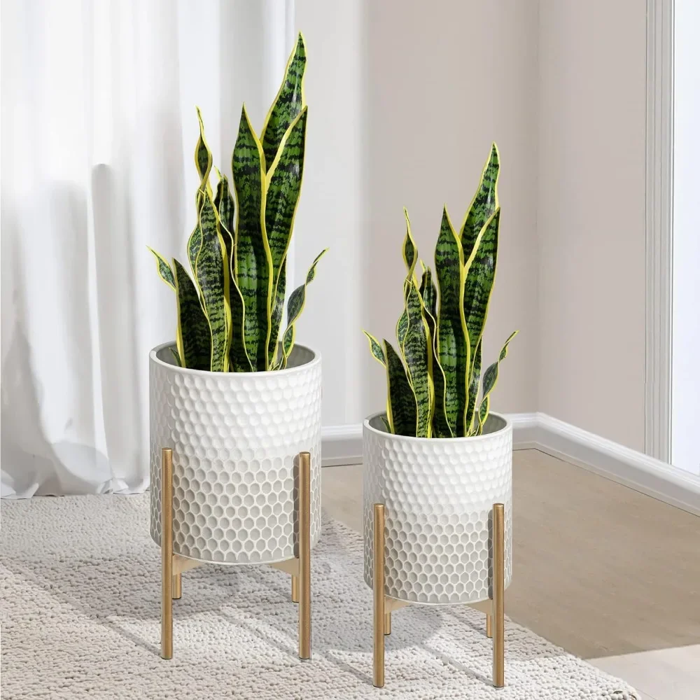 

Mid Century Planters for Indoor Plants, , Modern Decorative Metal Pots for Living Room, Office