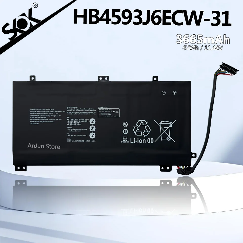 

HB4593J6ECW-31 Аккумулятор для ноутбука Huawei Matebook 13 WRTB-WFH9L WRTB-WFH9F WRTB-WFE9L 11,46 В 3665 мАч 42 Втч