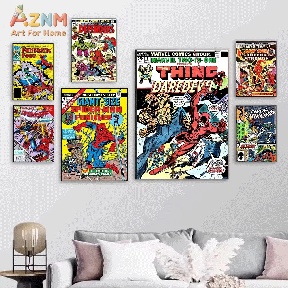 Vintage Spidey Super Stories Comic Cover Canvas Wall Art Print Poster Unframed Canvas Painting Home Living Room Bedroom Wall D