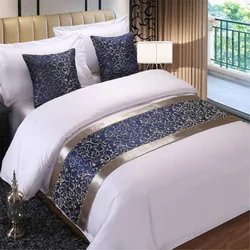 Blue Floral Bedspreads Bed Flag Runner Scarf Throw Bedding Single Queen King Bed Cover Towel Home Hotel Decorations