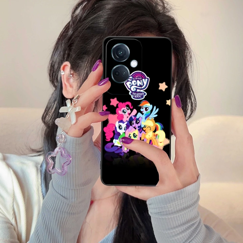 Cute Little Pony Mobile Cell Phone Case for OPPO Find X5 X3 X2 A93 Reno 8 7 Pro A74 A72 A53 Black Soft Phone Cover Shell