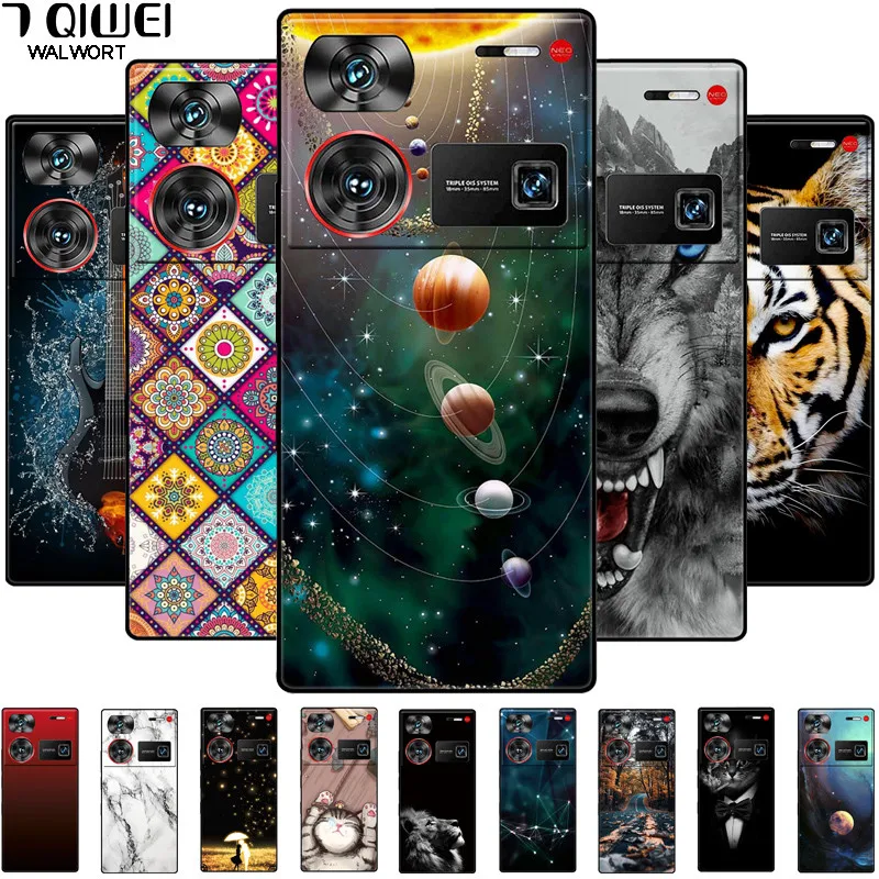 For ZTE nubia Z60 Ultra 5G Case Silicon Fashion Space Wolf TPU Painted Coque Funda for Nubia Z60Ultra 5G NX721J Cover Protective