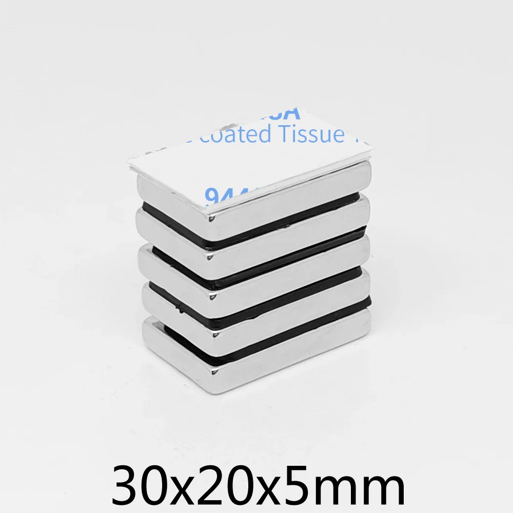 2/5/10/15/20PCS 30x20x5mm Block Strong Powerful Magnets With 3M Self - Adhesive 30*20*5 Rare Earth Neodymium Magnet 30x20x5