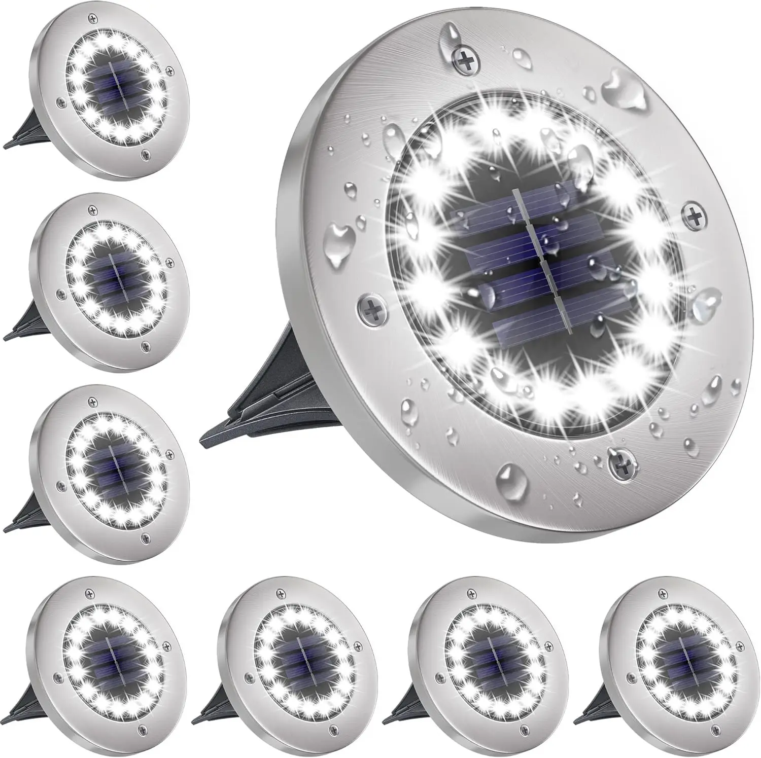 Biling-Außenleuchten, helle 12/16 LEDs, wasserdicht, flache Boden-Wegeleuchten, solarbetrieben, für