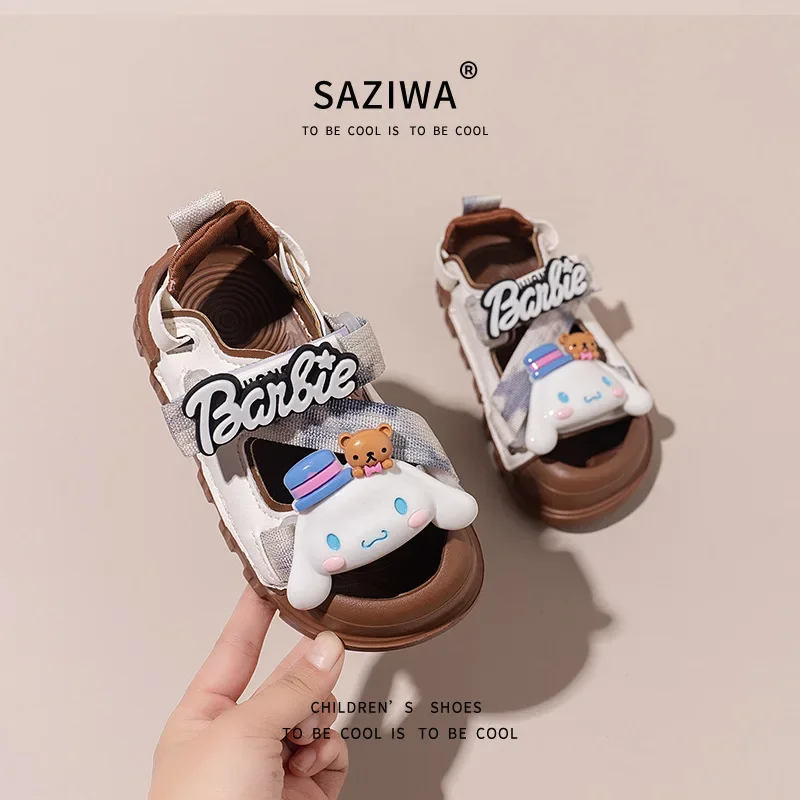 

Пляжные сандалии Disney Cinnamoroll с милым рисунком аниме Sanrios Kuromi, летние полые детские уличные повседневные студенческие туфли Baotou