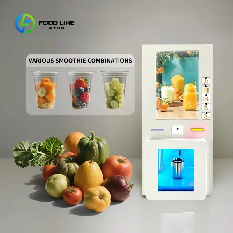 Customized 24H Automatic Smoothie Vending Machine, Support Coin, QR Code, Token & Credit Card Payment for Gym Use