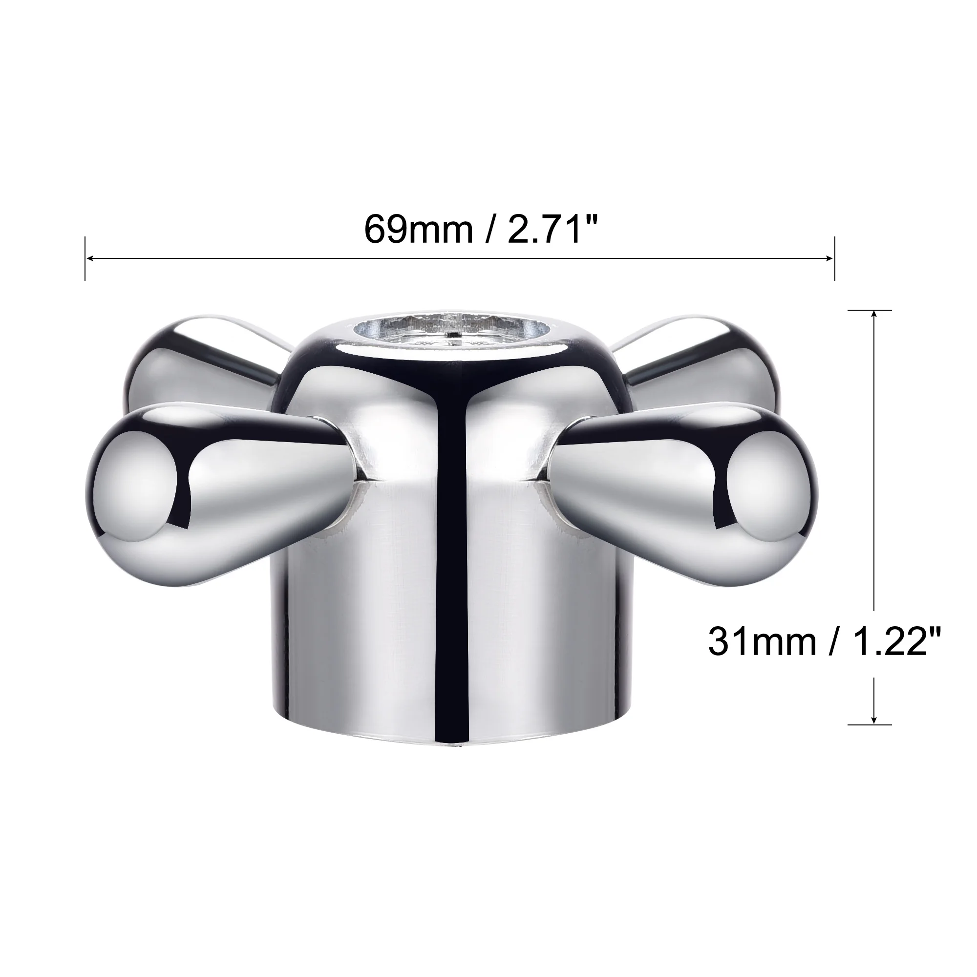 2pcs 69x31x27mm Faucet Knob Handle Alloy Universal Handle Replacement Silver Tone Taps Accessory for Kitchen Bathroom Accessory