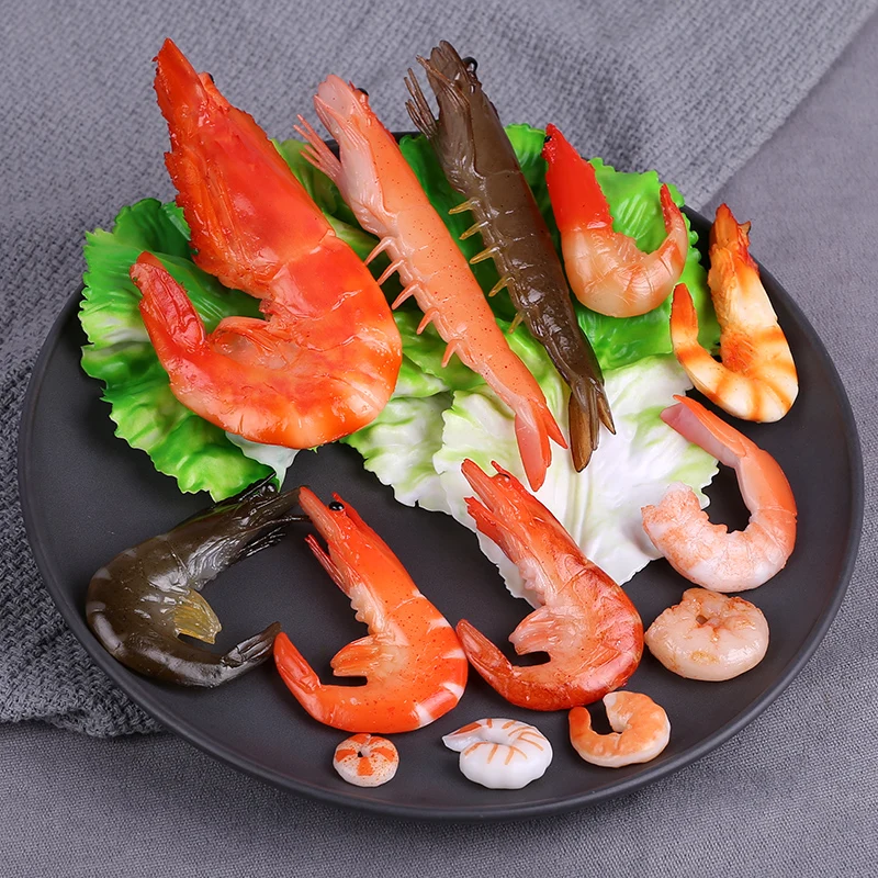 Simulation PVC Shrimp, Fake Food Model, High Imitation Shrimp, Shooting Prop, Photo Props, 5 PCs per Lot