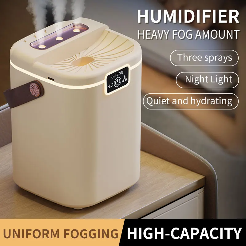 2000ML Air Humidifier USB Powered 3 Nozzles Aroma Diffuser Essential Oil Purifier for Home Office Bedroom