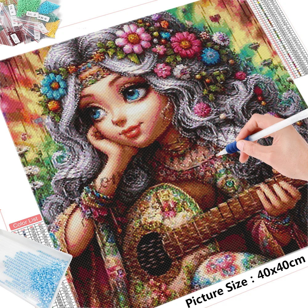 HUACAN 동물 DIY 다이아몬드 페인팅 개구리 식물, 풀 스퀘어 라운드 5D 다이아몬드 모자이크 추상 색상, 홈 데코