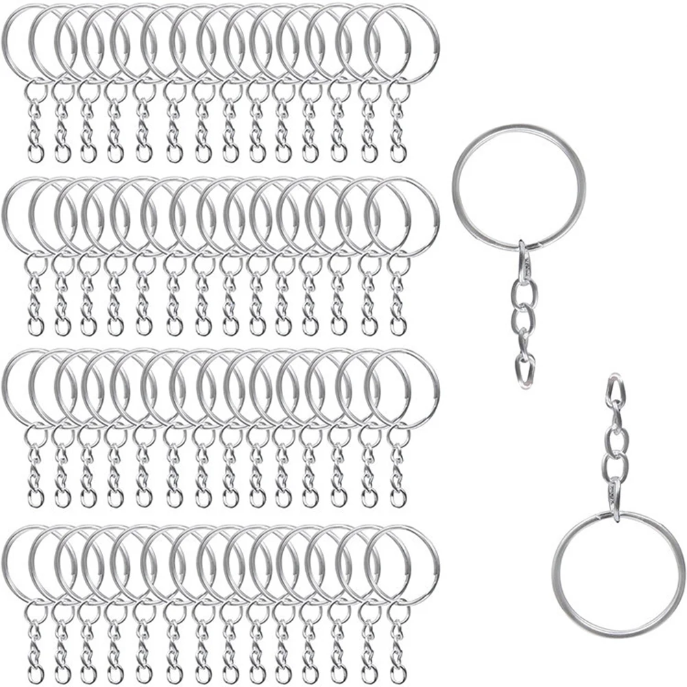 

100pcs Key Chains With Chain DIY Jewelry Accessories Key Ring With Extension Chain Open Ring Single Ring Key Bag Pendant Clasp