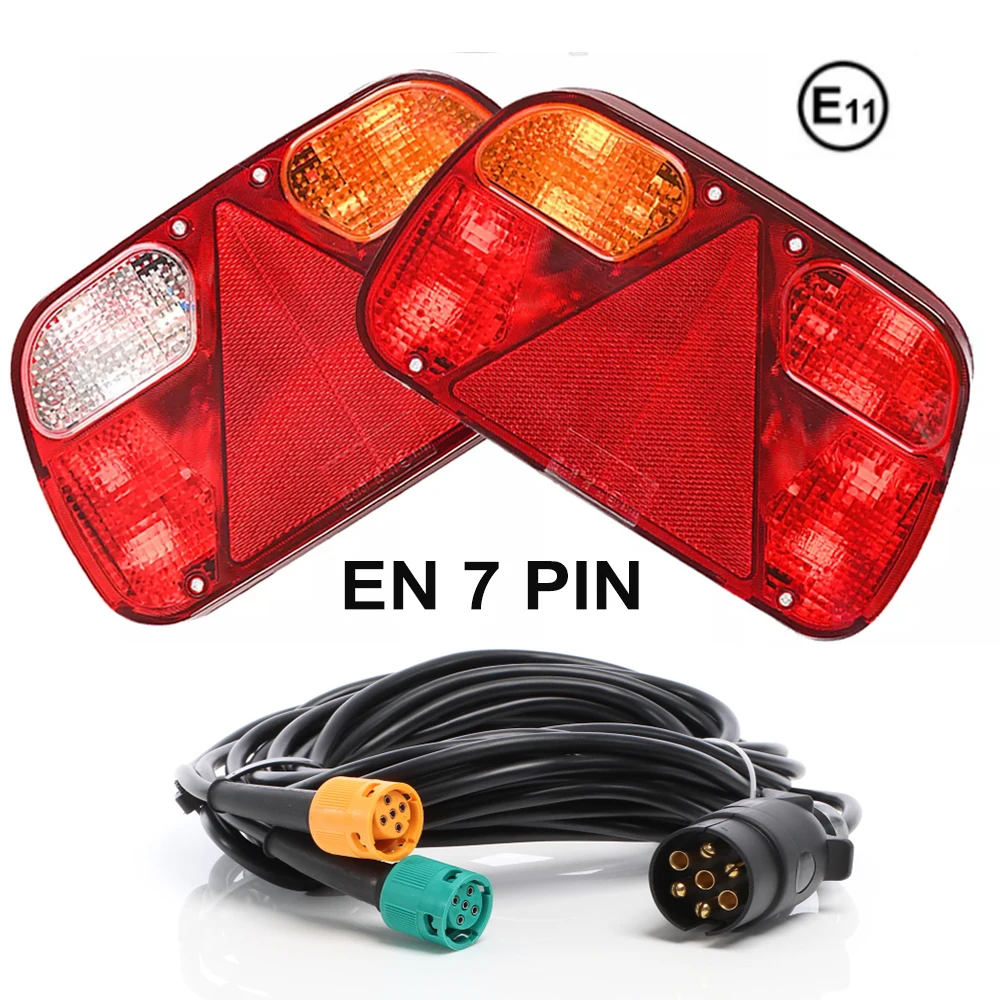 

1 Set 12V 5.5m 7 Pin Car Truck Tail Light Rear Stop Brake Stop Light Signal Lamp Number Plate Reflector Trailer Caravan Lorry
