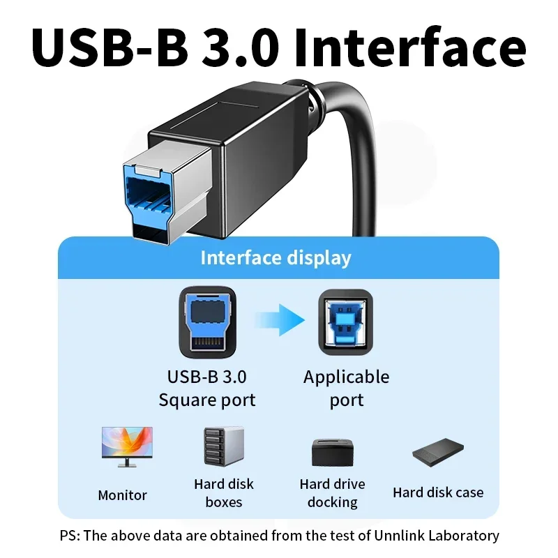 Unnlink USB Printer Cable USB 3.0 Type A Male to B Male Cable for PC to Scanner Printer Cord Monitor Connect Mouse Keyboard