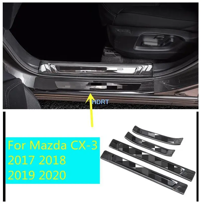 

For Mazda CX-3 CX3 2017 2018 2019 2020 Stainless Steel Car 4pcs Door Sill Scuff Plate Welcome Pedals Protector Trim Accessories