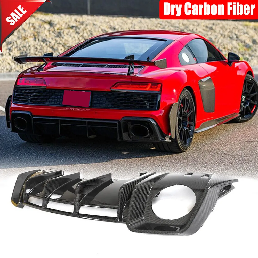 

For Audi R8 Coupe 2022-2024 Carbon Fiber Rear Bumper Diffuser Lip Spoiler Car Accessories