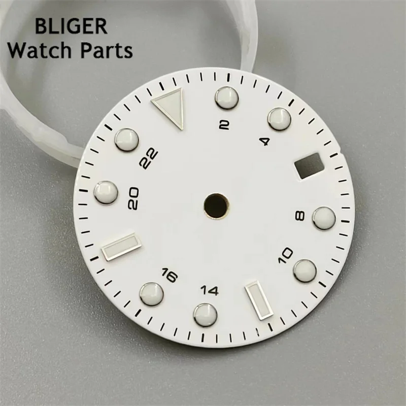 قرص ساعة مضيء للحركة ، أسود ، أبيض ، أزرق ، أخضر ، NH34 ، 29