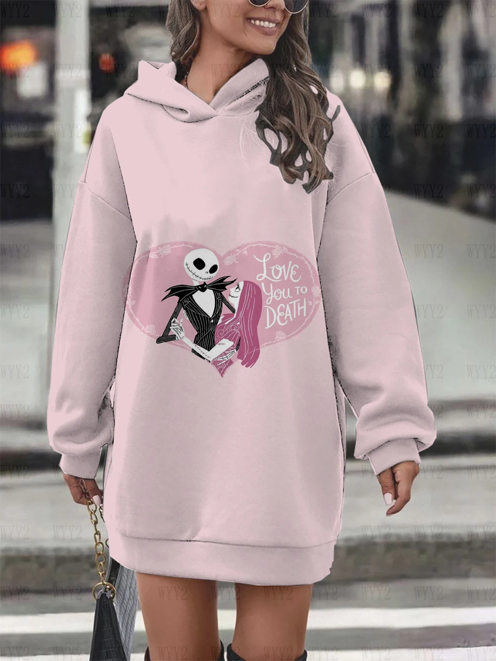 2024 Women\'s Sweatshirt Sweater Christmas Jack Sally Printed Hooded Pullover Fashion Street Style Winter Warm Sweater