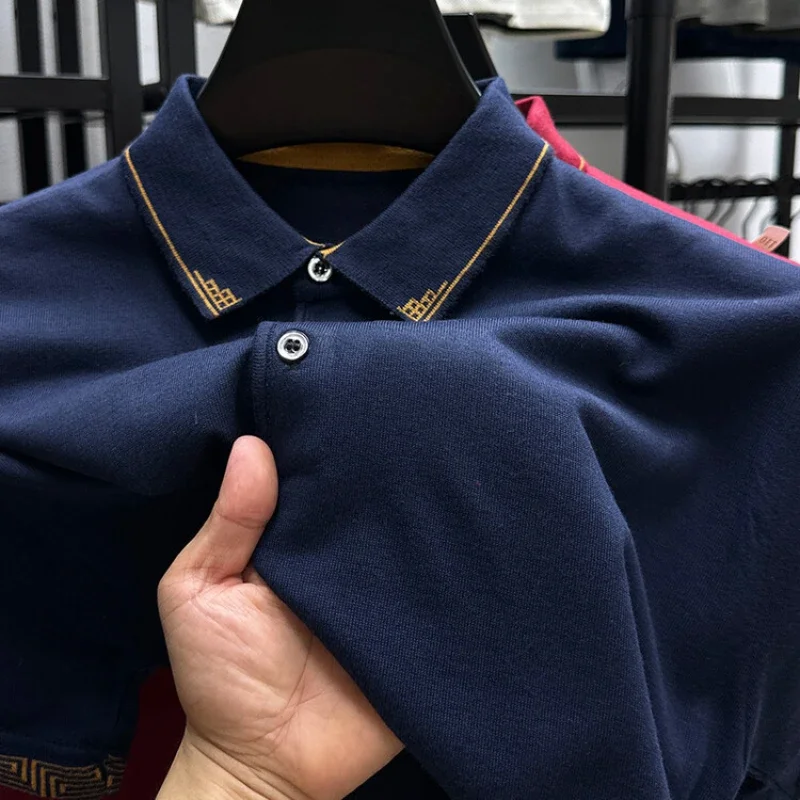 Kaus POLO lengan pendek pria, baju lengan pendek warna polos baru musim panas