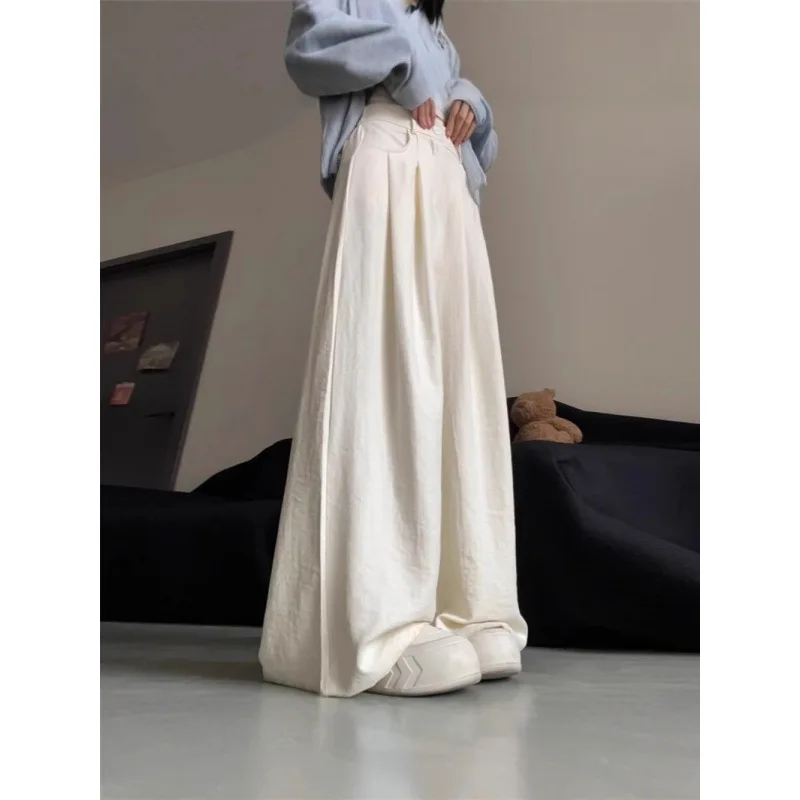 

New White Milk Wide Leg Pants Women's Summer 25 New High Waist Loose Casual Suit Pants