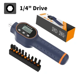 Digital Torque Screwdriver 10pcs Set 1/4” Adjustable Torque 7.08-70.8 in-lbs for Furniture Gun Mounting Vehicle Repair Tool Kit