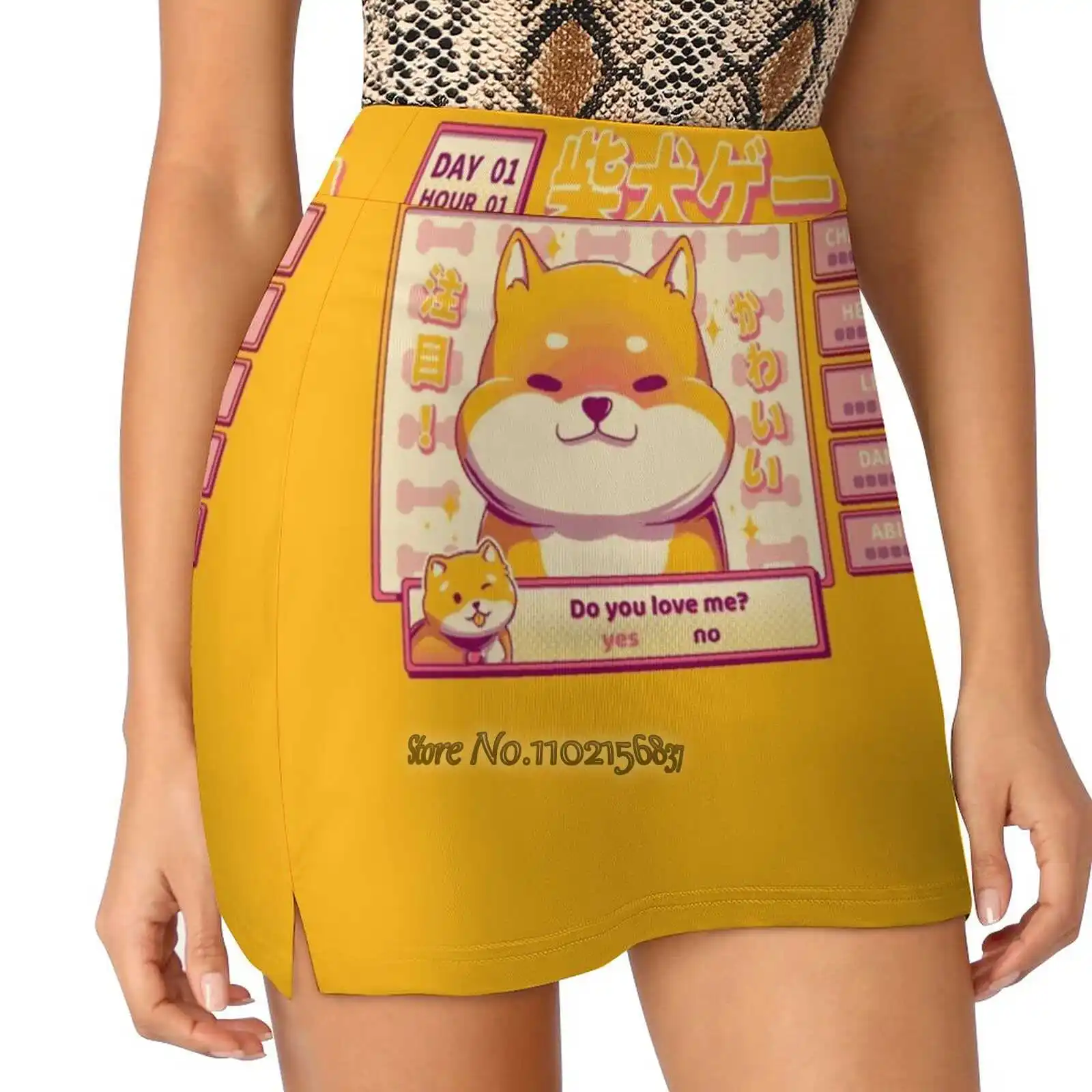 Shiba Novel Fake Two-Piece Hakama Skirt Women Pencil Skirts Workout Sports Mini Skirt Shiba Love Game Visual Novel Dog