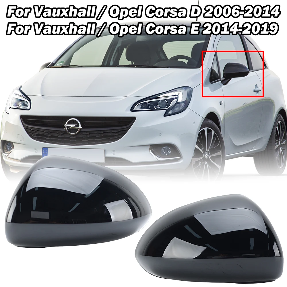 Side Mirror Housing Cover Caps For Vauxhall Opel Corsa D E 2006-2019 Black Rearview Mirror Housing Cover Cap Car Accessories