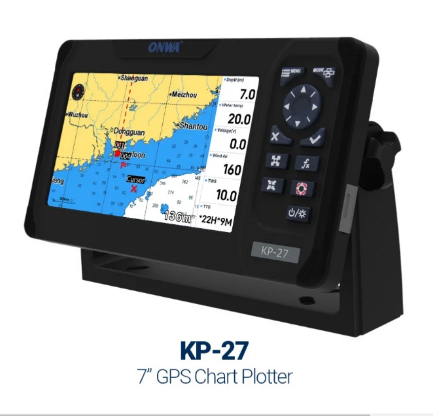 ONWA KP-27 Plotter grafico GPS marino da 7 pollici GPS SBAS Marine Navigator Locator funzione di visualizzazione supporto per barca navale GPS e GALILEO