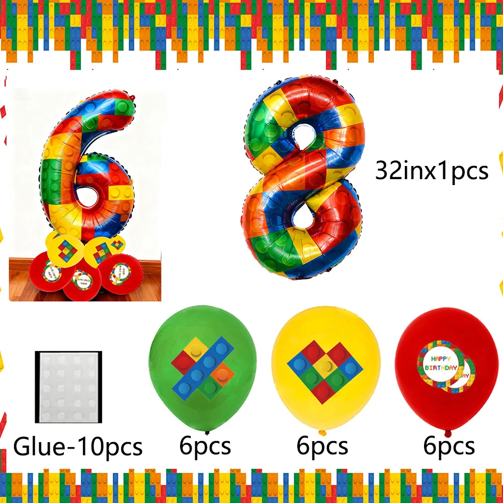 20 Stück Baustein Geburtstagsdekoration Ballon Set 32 ​ ​ Zoll Zahlen Zahlen Kinder Geburtstagsgeschenke Babyparty Partyzubehör – Detail 9