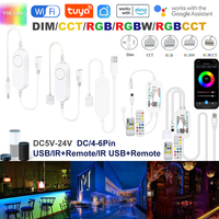 Tuya Smart Life APP DC5V-24V Wifi DW/CCT/RGB/RGBWW/RGBCCT LED Light Strip Wireless Remote Controller work with Alexa Google Home