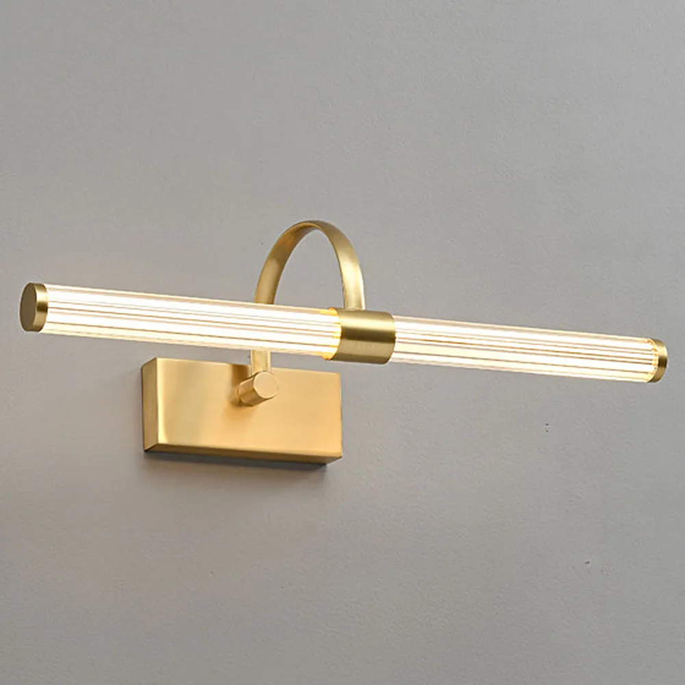 Modern Brass Acrylic LED Wall Sconce Bathroom Vanity Mirror Light Adjustable Angle Makeup Lamp