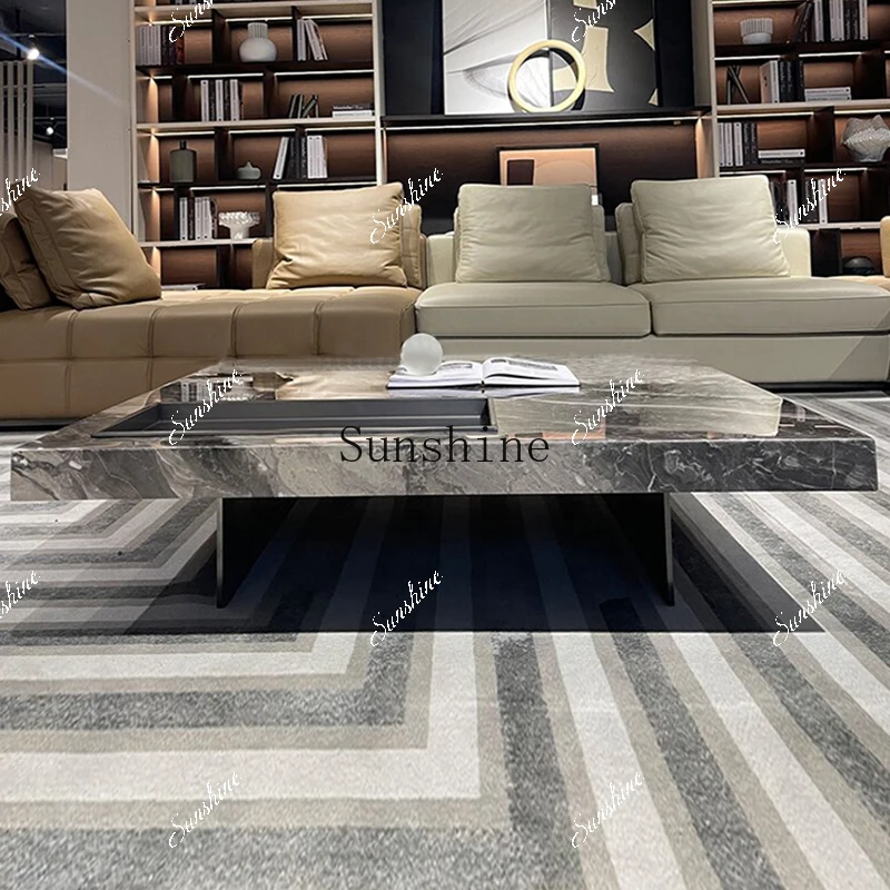 Modern simple large apartment living room minimalist household luxury stone coffee table table  FT