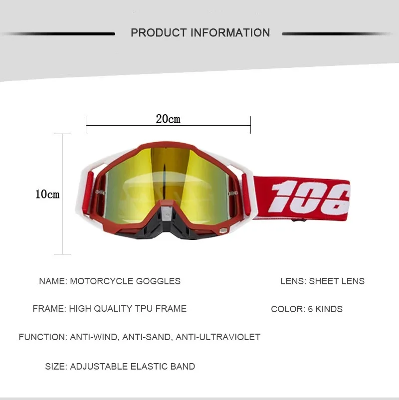 Motorcycle Glasses Goggles Motocross Goggles Helmet MX Dirt Bike ATV Ski Outdoor Sports Glass Scooter Cycling Sunglasses