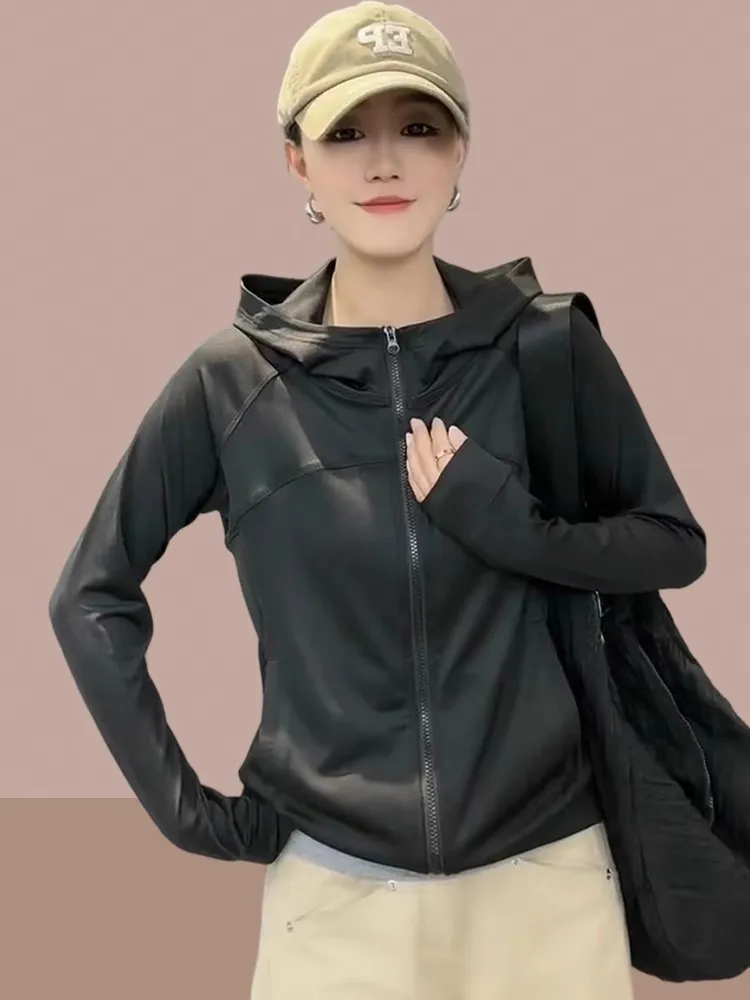 

Женская летняя новая легкая верхняя одежда для защиты от солнца, дышащая, из ледяного шелка, универсальная, для активного отдыха, укороченная, приталенного кроя