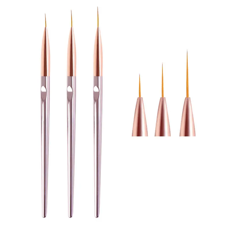 3pcs/Set Acrylic French Stripe Nail Art Line Painting Pen 3D Tips Manicure Slim Line Drawing Pen UV Gel Brushes Painting Tools