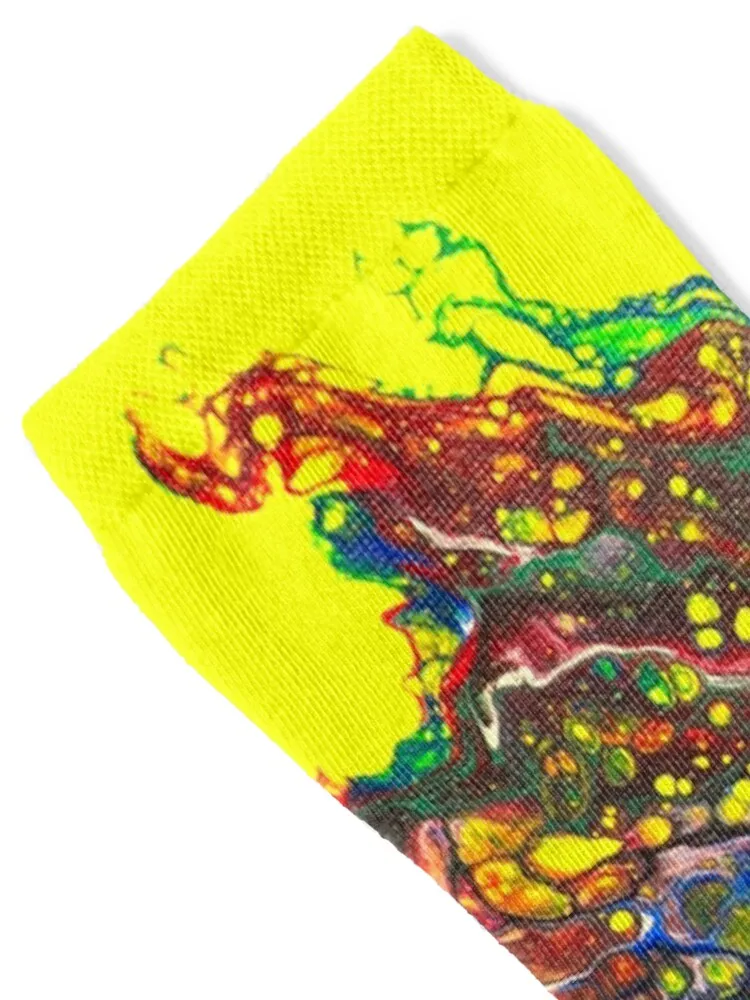 Yellow Radiance: Energetic Fusion Socks with print bright garter set designer brand Men Socks Women's