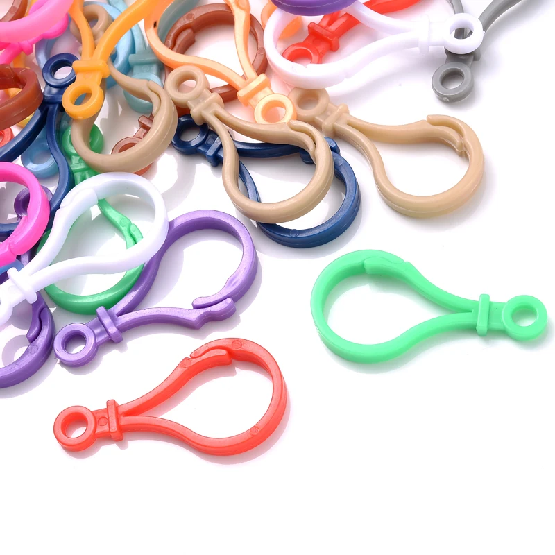 30Pcs Lamp Shaped Candy Colors Spray Paint Plastic Snap Lobster Clasps Hooks Round Connector for Jewelry Making Accessories