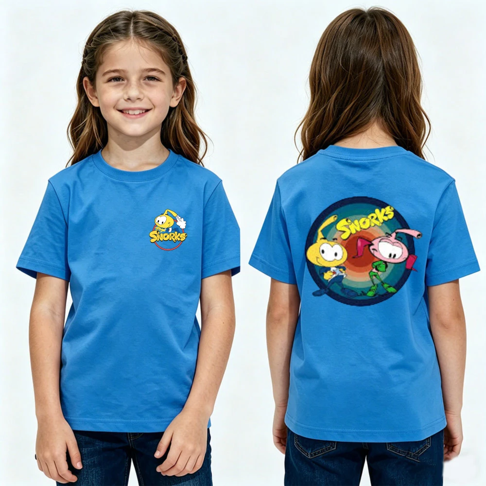 Cute Snorks Cartoon Printed Children Shirt Kids Summer Cotton Short Sleeve Cartoon Lover Gift Shirt Boys and Girls Casual Tshirt