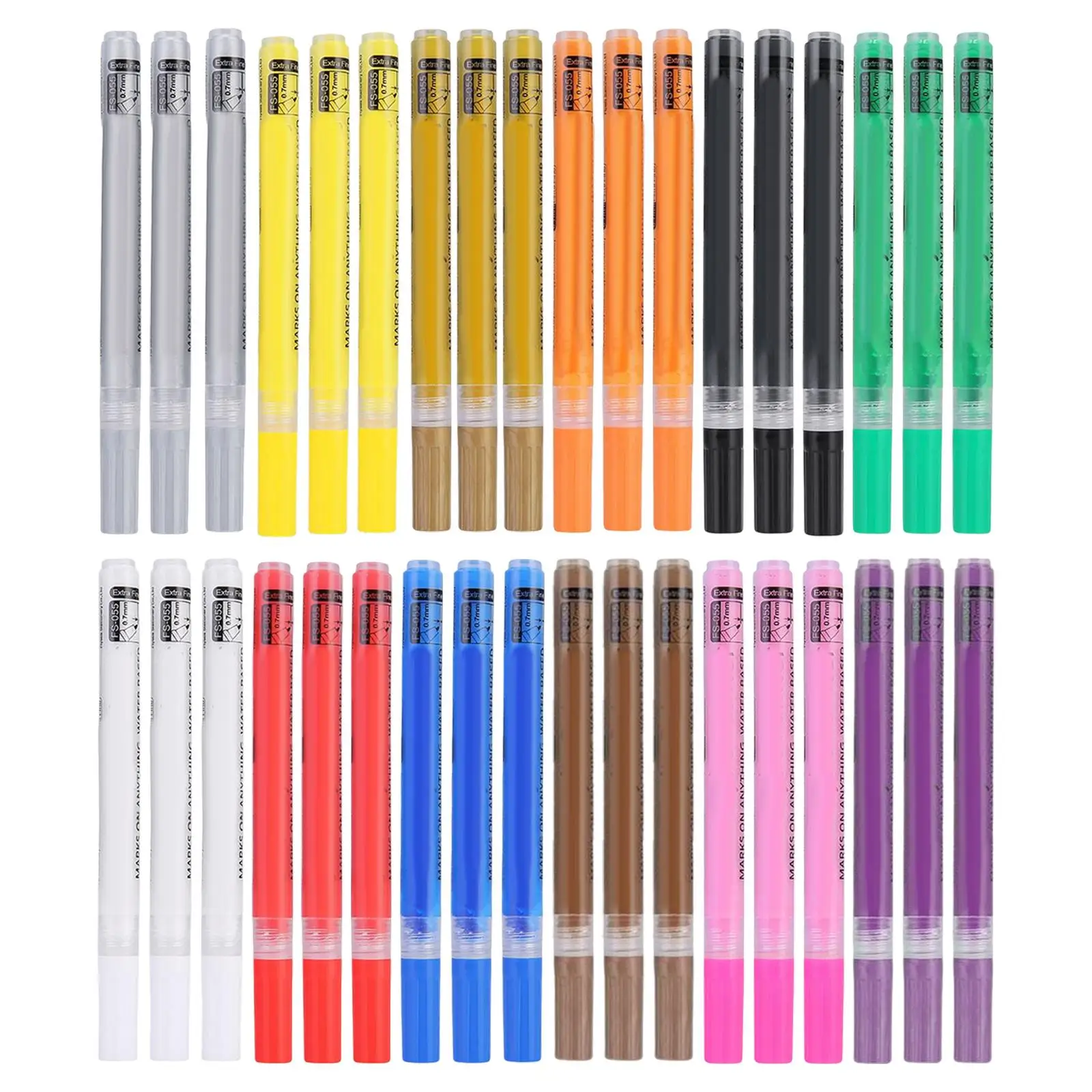 3Pcs Acrylic Ink Pen Art Markers Portable Easy to Use Multicolor Strong Coverage