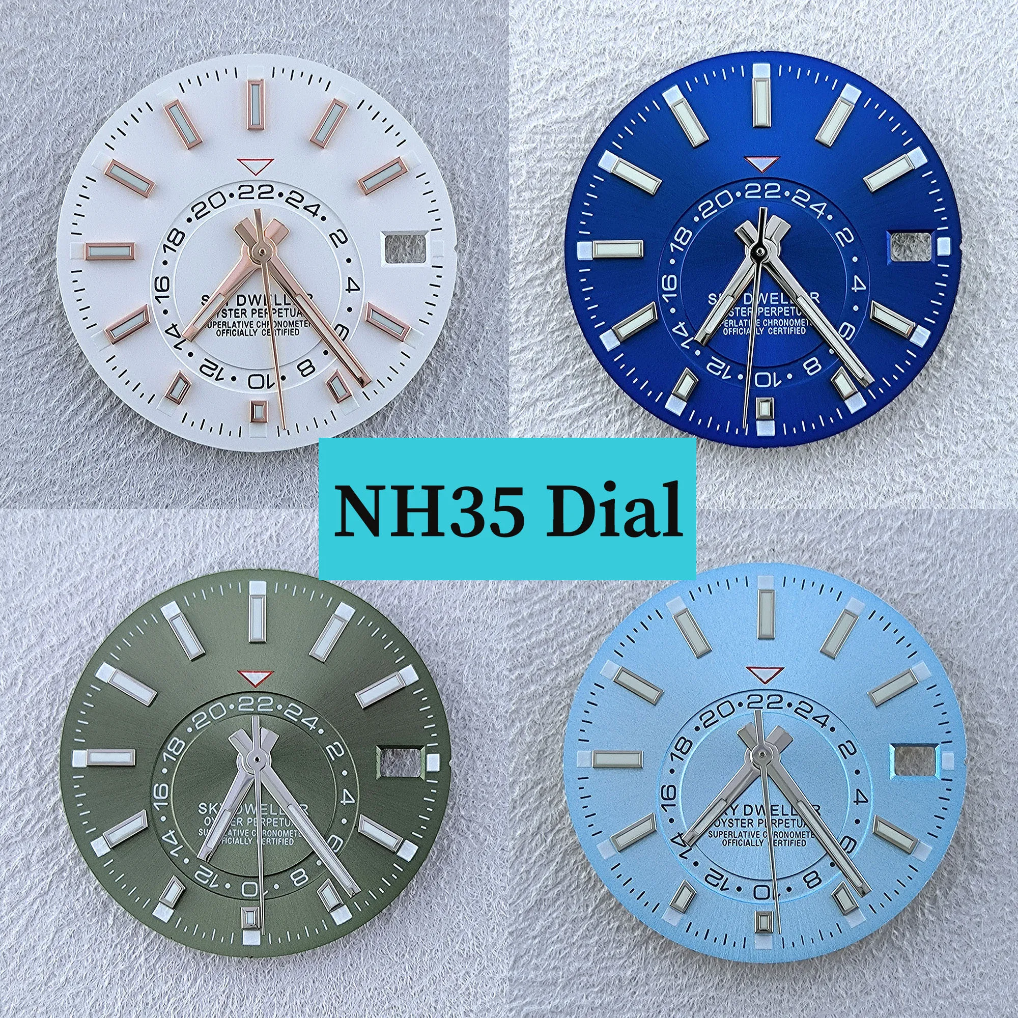 

Циферблат NH35, 28,5 мм, индивидуальный логотип, циферблат, подходит для механизма серии NH35/NH, зеленый светящийся высококачественный аксессуар для модификации часов