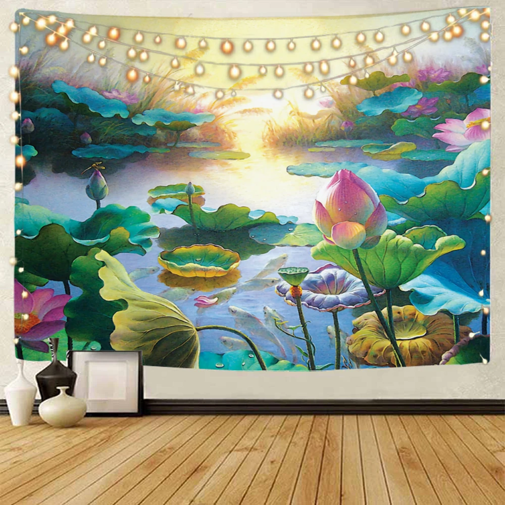 

Beautiful Lotus Landscape Decoration tapestry plant landscape painting decoration tapestry home background decoration