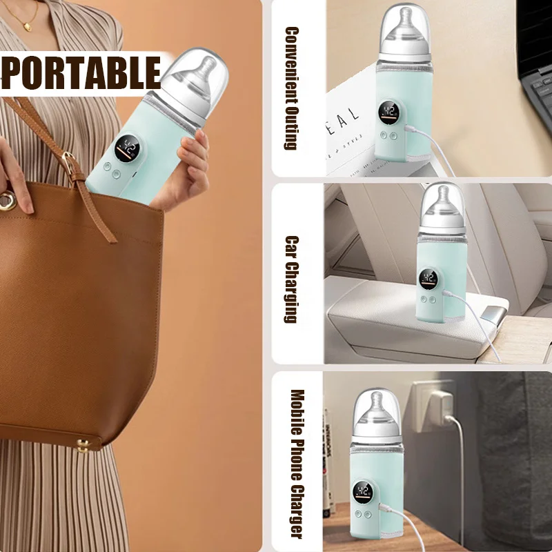 Podgrzewacz do butelek dla niemowląt do mleka matki i mleka syntetycznego, przenośny, USB, podgrzewacz do kubków do karmienia, inteligentna precyzyjna kontrola temperatury, osłonka na butelkę.