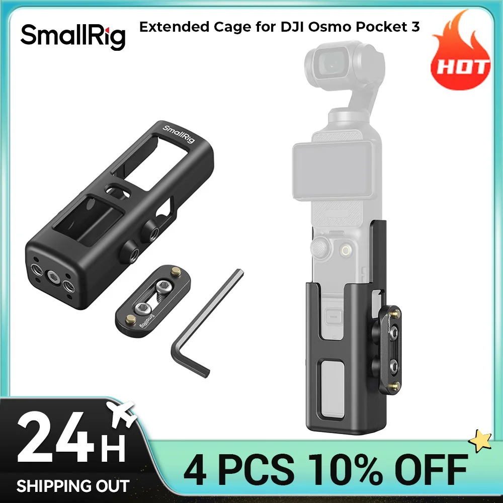 SmallRig Extended Cage for DJI Osmo Pocket 3 Protective Adapter Cage with Mount for NATO Rails, Handles, Magic Arms 5117