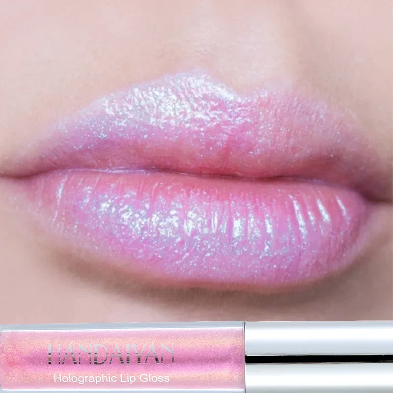 6 Colors Holographic Lip Gloss Makeup Lipstick Pearlescent Mermaid Polarized Lip Tint WaterproofLong Lasting Shiny Lips Makeup