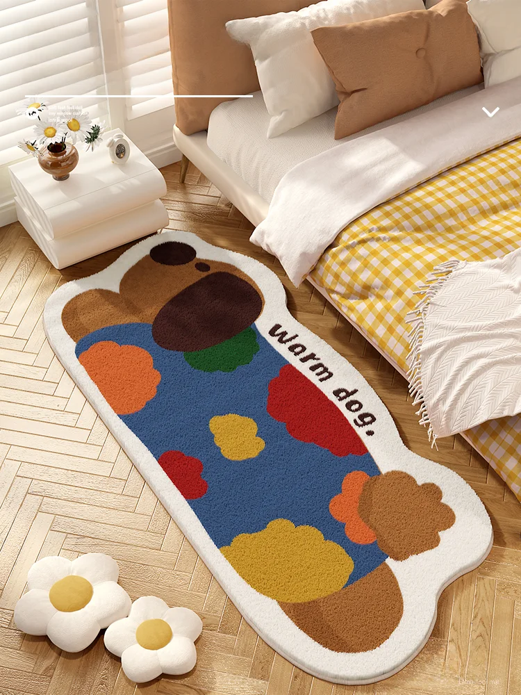 

Modern Sle Bedroom Carpet Children's Room Anti-Slip Rug Girl's Bedroom Bede Blanket Room Cartoon Bed Front Floor Mat