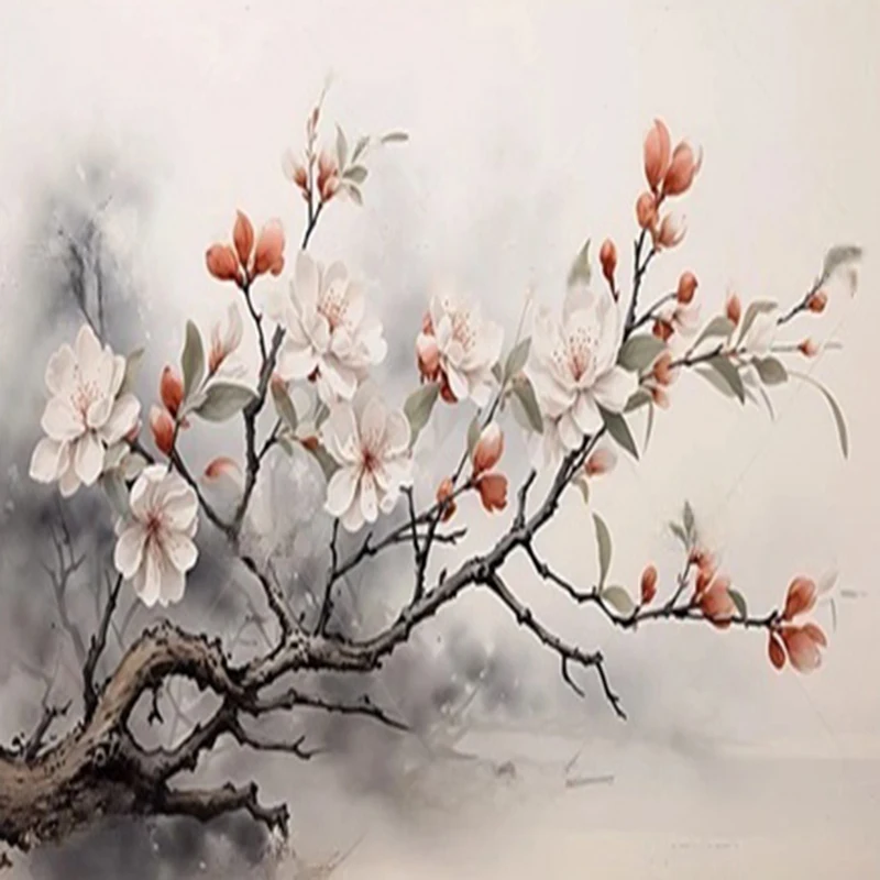

Customized Floral Wall Mural for Living Room Bedroom Office Sofa Background Chinese Style Wallpaper for Home Decor Wall Covering