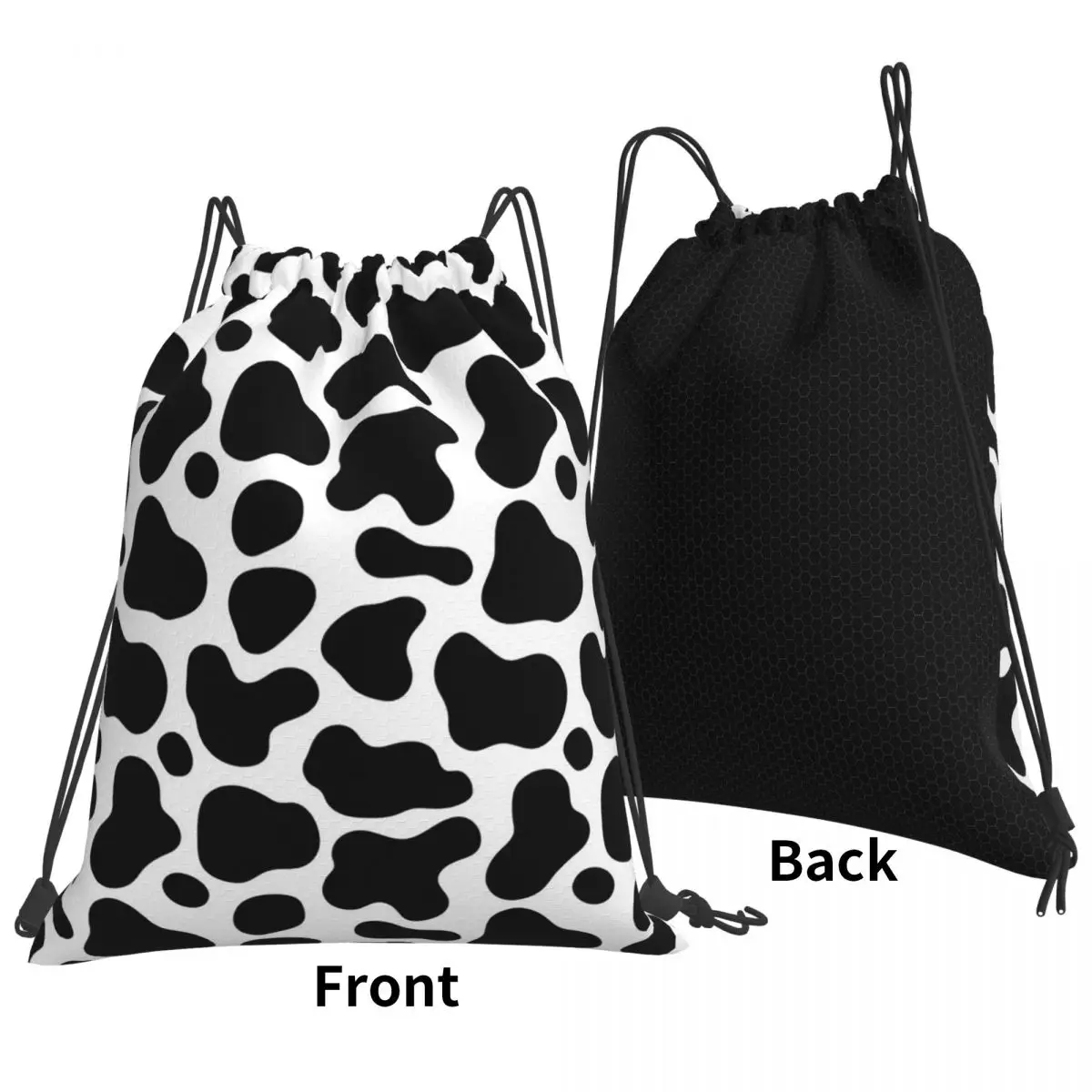 Cow Spots Animal Print Backpacks Multi-function Drawstring Bundle Pocket Sports Bag Book Bags for Travel School