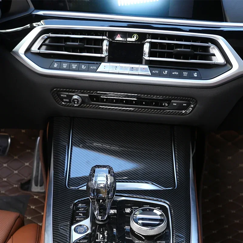 

For BMW X5 G05 X6 G06 X7 G07 2019-2022 ABS Carbon Fiber Style Center Control Volume Adjustment Frame Decorative Stickers